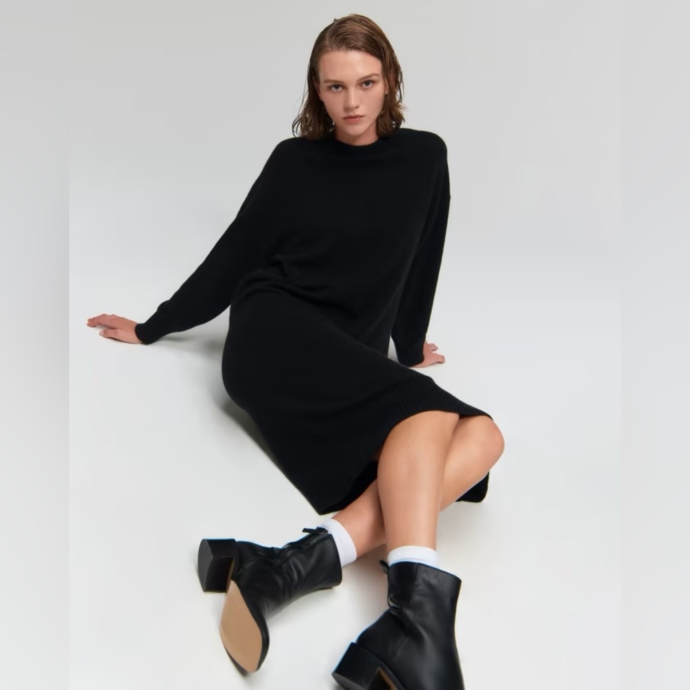 Everlane the Cashmere Midi Dress in Black